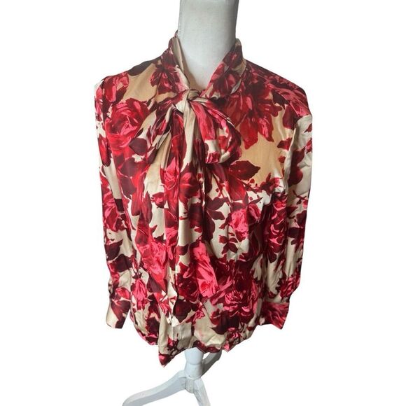 Brooks Brothers 100% Silk Floral Blouse Tie Artsy Romantic Cottage Core Sz 8 - Picture 1 of 6